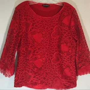 Laruren Michelle Red Lace Top